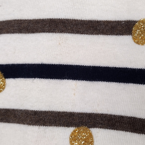 Talbots Petite Summer Striped Gold Glitter Polka Dot Pullover Long Sleeve Top - Picture 13 of 14